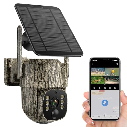 VOOPEAK Trail Camera, 4G LTE Cellular Game Cameras with 360° Live Streaming, 2.5K Wildlife Hunting Camera Solar Powered, Security Camera Built-in SIM Card, Night Vision, Motion Activated, Waterproof