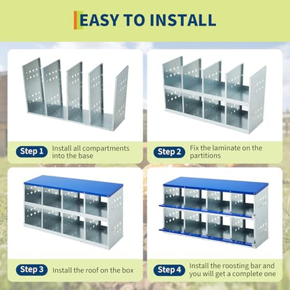 Heavy-Duty Galvanized Steel Chicken Nesting Box