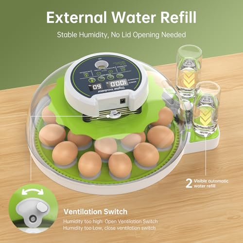 8 Egg Incubator with Automatic Egg Turning, Temperature & Humidity Control, Egg Candler, Mini Digital Incubator for Hatching Chicken Duck Quail Goose Bird – Home & Classroom Use - size: 8 Egg