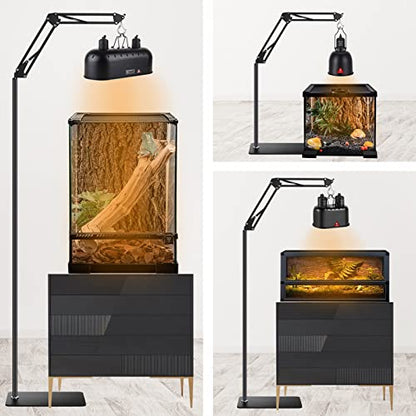 Reptile Lamp Stand Reptile Light Stand (15.7inch to 74.3inch) with 360° Adjustable Swing Arm, Heat Lamp Holder for Bearded Dragon Turtles Snake and Chicks - size: 15.7-74.3 inches (without Lampshade)