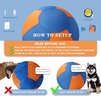 Herding Ball for Dogs, 18'' Durable Waterproof Jolly Ball for Dogs, Dog Training Toy for Medium & Large Breeds, Large Dog Toys for Collie, Australian Shepherd, and All Herding Breeds