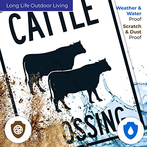 Cattle Crossing with Graphic Sign, 24x30 Inches, Rust Free .063 Aluminum, Fade Resistant, Made in USA - size: 24x30