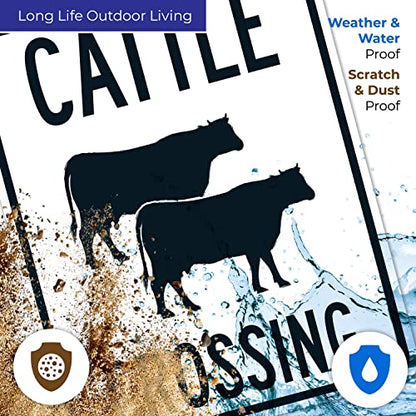 Cattle Crossing with Graphic Sign, 24x30 Inches, Rust Free .063 Aluminum, Fade Resistant, Made in USA - size: 24x30