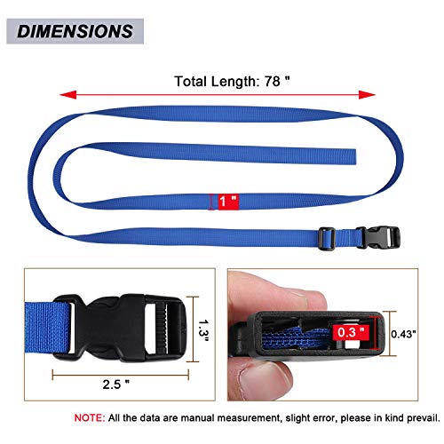 MAGARROW 78" x 1" Strap Buckle Packing Straps Adjustable 1-Inch Belt - color: Blue 6.5 feet Long (4-PCS)
