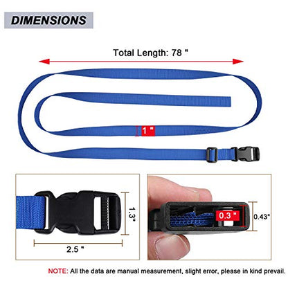 MAGARROW 78" x 1" Strap Buckle Packing Straps Adjustable 1-Inch Belt - color: Blue 6.5 feet Long (4-PCS)