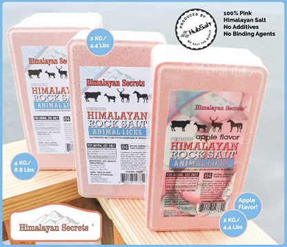 Salt Block for Deer & Horses – Compressed Mineral Salt Lick for Livestock, Cattle & Goats – Himalayan Secrets Pink Rock Salt Block (4.4LB/2KG, Block) - size: 4.4 Pound (Pack of 1)