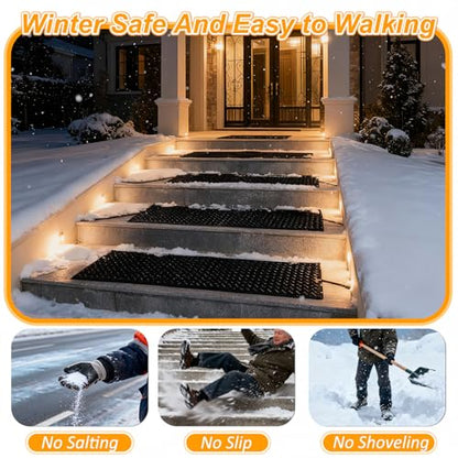 Heated Snow Melting Mats,10x30in (3pcs) Snow Melting Mats Outdoor,Electric Ice Melting Mats for Winter Snow Removal,Heated drivewayDriveway Walkway Mats Outdoor with 10ft Power Cord - size: 10'' x 30''