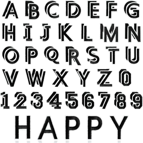 ASTARON 72 Pcs Iron on Letters and Numbers Patches, 1.5 Inch Letters A-Z Numbers 0-9 Embroidered Applique Patches Alphabet Cloth Patch for Clothes, Bags, Socks, Jeans, Hat, DIY Accessories(Black) - color: Black
