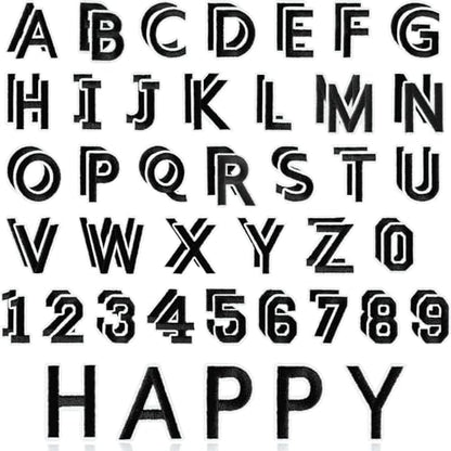 ASTARON 72 Pcs Iron on Letters and Numbers Patches, 1.5 Inch Letters A-Z Numbers 0-9 Embroidered Applique Patches Alphabet Cloth Patch for Clothes, Bags, Socks, Jeans, Hat, DIY Accessories(Black) - color: Black