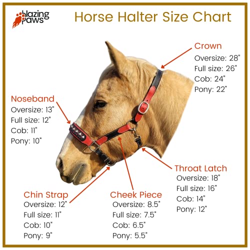 Blazing Paws Vibrania Padded Leather Pony Horse Halter in Two Tone Super Soft Premium Distressed Leather with Solid Brass Hardware (Pony Size, Tan) - color: Tan, size: Pony Size