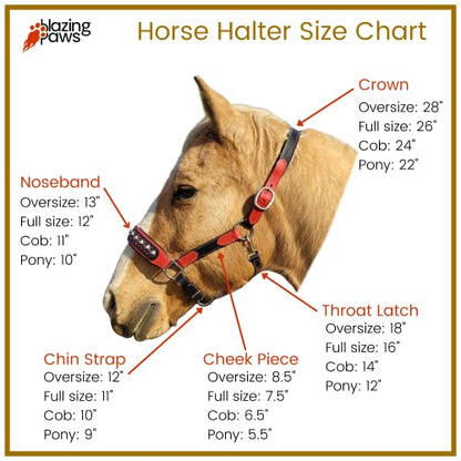 Vibrania Padded Leather Horse Halter in Two Tone Super Soft Premium Distressed Leather with Solid Brass Hardware (Full Size, Brown) - color: Brown, size: Full Size