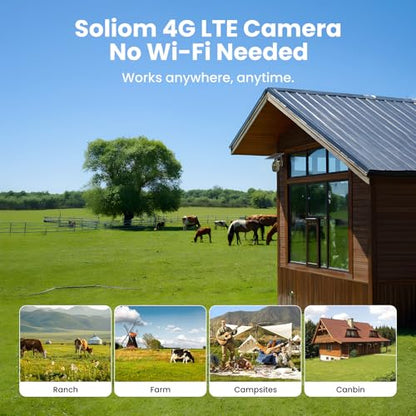 SOLIOM S600 4G LTE Cellular Security Cameras Wireless Outdoor, Solar Security Camera with Pan Tilt 360°View, 2K Full Color Night Vision, Unlimited Data Plan, PIR Motion Sensor, 2 Way Talk, Camo - color: Camo