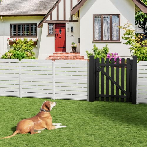 ZZM White Privacy Fence Panels (1 Panel) Outside Decorative Air Conditioner Fences Trash Can Fence Pool Equipment Enclosure Hide Backyard Screen Fence - color: White 1 Panel
