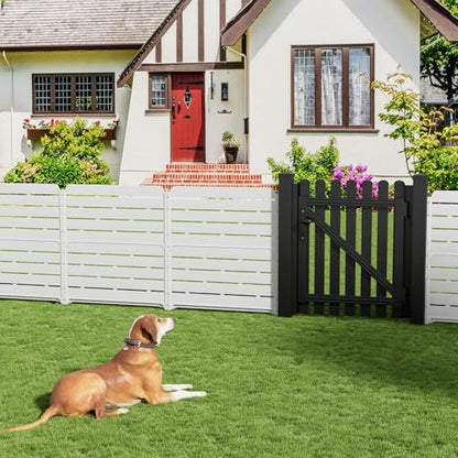 ZZM White Privacy Fence Panels (1 Panel) Outside Decorative Air Conditioner Fences Trash Can Fence Pool Equipment Enclosure Hide Backyard Screen Fence - color: White 1 Panel