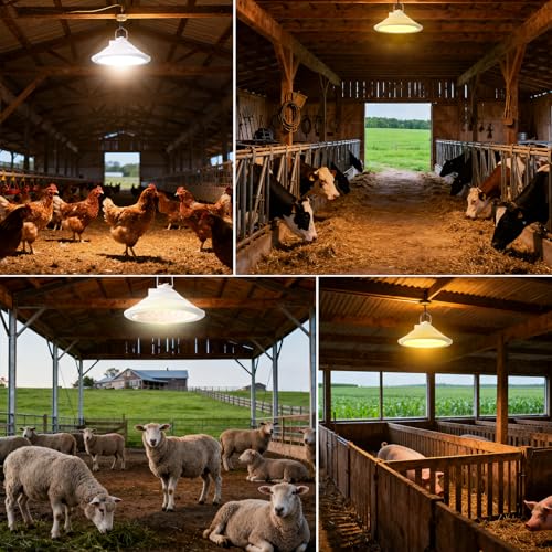 Solar Chicken Coop Light with Timer | Three-Color Dimmable LED, IP66 Waterproof Hanging Ceiling Pendant Light Suitable for Poultry Farms,Coops,Patio,Camping,Garage etc (White) - color: white 1pcs