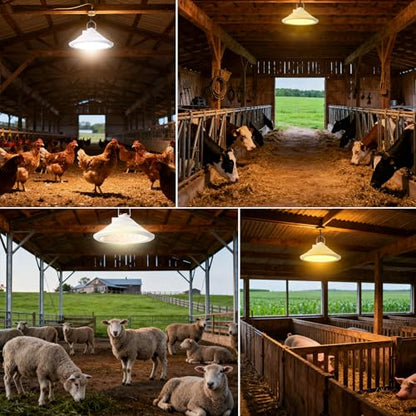 Solar Chicken Coop Light with Timer | Three-Color Dimmable LED, IP66 Waterproof Hanging Ceiling Pendant Light Suitable for Poultry Farms,Coops,Patio,Camping,Garage etc (White) - color: white 1pcs