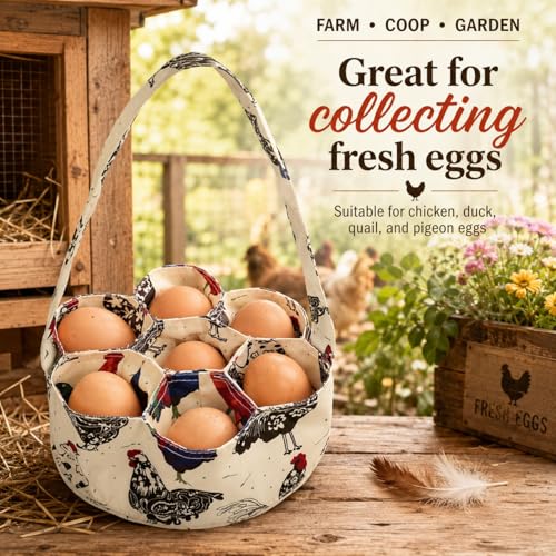 2pcs Egg Bags Mini Egg Collecting Gathering Basket with 7 Pouches for Farmhouse Chicken Hen Duck Goose Housewife Garden Transporting Storage