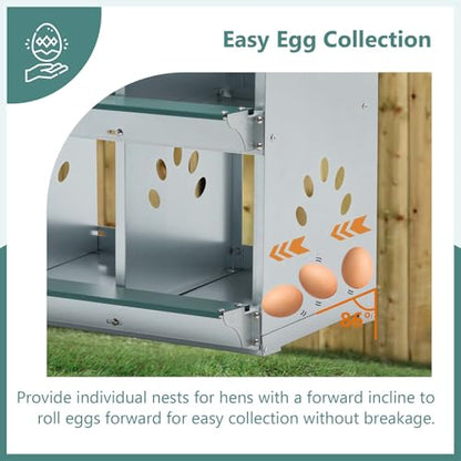 Chicken Nesting Box for Laying Eggs - 6 Room Chicken Laying Boxes, Nesting Boxes for Chickens, Heavy Duty Metal Chicken Coop, 32.9" L x 16.34" W x 26.38" H - size: 32.09" L x 16.34" W x 26.38" H