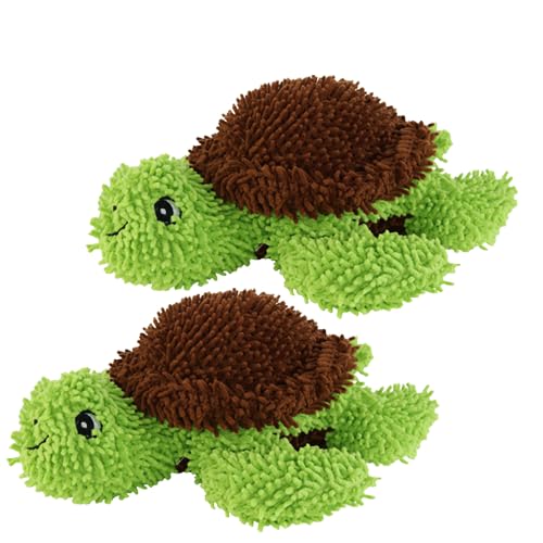 MIGHTY® 2 Pack Microfiber Medium Turtle Dog Toys | Ultra Durable Plush Toy with Multiple Layers & Reinforced Seams , Washable and Floats , Mighty® Construction - color: 2PK Green Brown Turtle