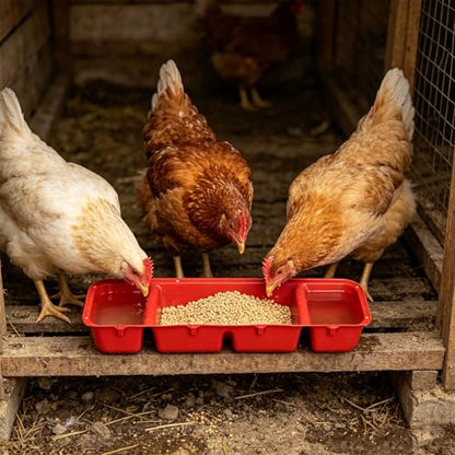 4PCS Livestock Feeder Trough - Wall Mounted Livestock Hay Rack - Divided Chicken Feed and Water Box - Farm Animal Feeding Tray for Goats Sheep Rabbit