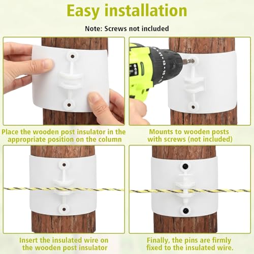 Pangda 12 Pcs Electric Fence Insulator Wood Post Electric Fence, Wood Post Nail-On Insulators for Fencing Wire Rope (White) - color: White