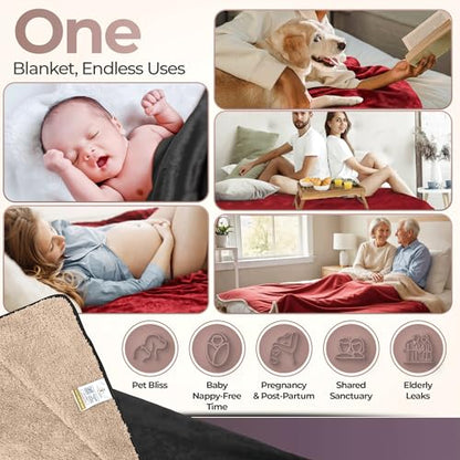 Sacred Weapon Waterproof Blanket for Sofa, Couch & Bed — Sherpa Fleece Splash & Period Blanket — Soft, Leakproof & Hypoallergenic — Dark Red 80"x50" - color: Dark Red, size: Medium (80"x 50")