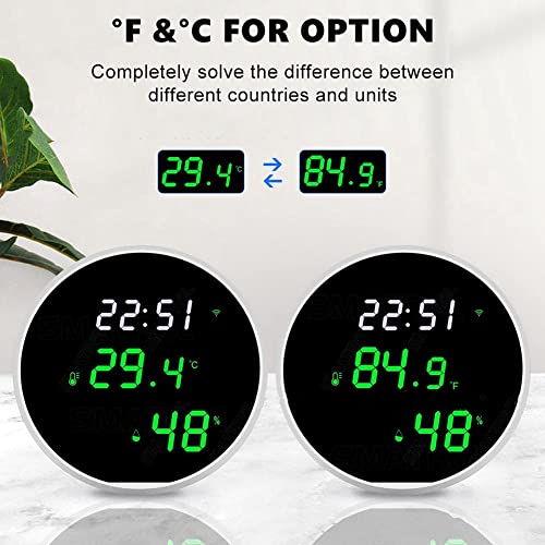 Indoor Hygrometer Temperature Humidity Monitor Smart Temperature Humidity Monitor with LED Backlit Display