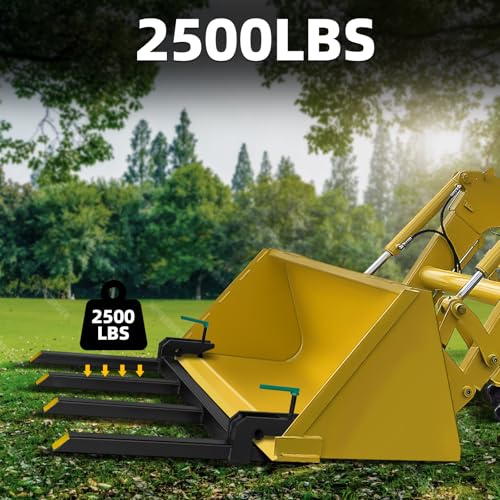 Clamp On Debris Forks To 48-60" Bucket, Heavy Duty Pallet Fork Fit For Loader Bucket Skidsteer Tractor,43" 2500 LBS - size: 43" 2500 LBS