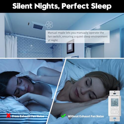 Ortis New 2024! Humidity Sensor Switch, in-Wall Bathroom Fan Automated Control Switch, Separate Sensor for Better Moisture Detection, 328ft Range, 110/220V, Keep Your Room Dry