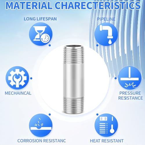 ChillWaves 304 Stainless Steel Pipe Fitting, Nipple Cast Pipe 3/4" NPT Male x 3/4" NPT Male Thread 4" Length(100MM)(2-PACK) - size: 3/4" NPT, style: 4" Length(100MM)