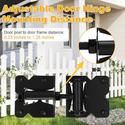 Stainless Steel Self Closing Gate Hinge and Latch, Heavy Duty Self Locking Gate Hardware 4-Pack Kit and 2-Automatic Latch for Wood/Vinyl Fence Gate - size: 2 Pack