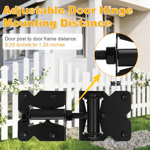 Stainless Steel Self Closing Gate Hinge and Latch, Heavy Duty Self Locking Gate Hardware 4-Pack Kit and 2-Automatic Latch for Wood/Vinyl Fence Gate - size: 2 Pack