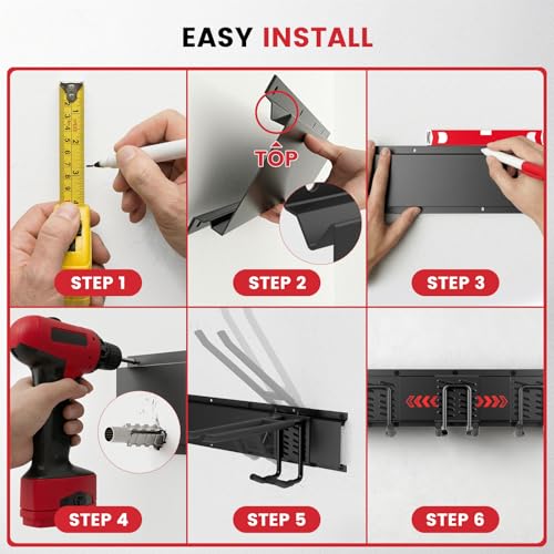 66" Heavy Duty Wall Mounted Garage Tool Organizer – 4 Panels & 12 Adjustable Hooks, 920 lbs Load Capacity, Modular Storage for Efficient Tool Organization, Easy Install in Garage, Garden, 18 Pack - size: 66in | 4Panels + 12Hooks