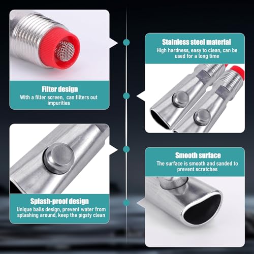 6 PCS Pig Waterer Nipple Stainless Steel Hog Nipple Waterer Kit | with Plastics Water Tank Connector Hole Opener, Poultry Watering Systems, Pig Waterer Feeder for Hog Piglets Livestock