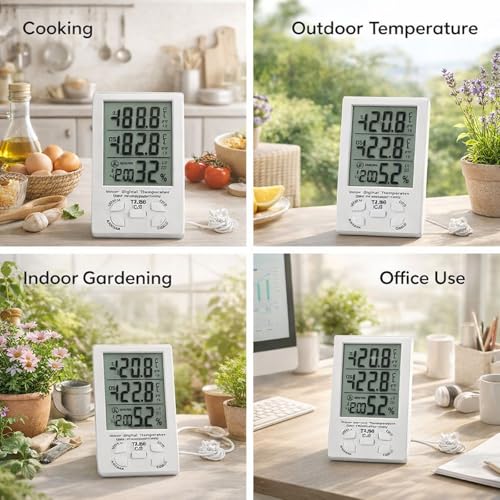 Electronic Temperature Humidity Meter with Waterproof, Indoor Outdoor Hygrometer Thermometer - Wide Temperature Range, Max Min Records, Ideal for Farm and Aquaculture