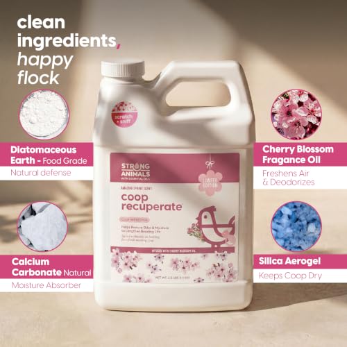 Coop Recuperate for Chickens - Cherry Blossom Coop Refresher for Chickens, 2.5 lb 2 Pack, Controls Odor, Moisture & Ammonia, Bedding Accessories & Deodorizer, Limited Edition Spring Scent