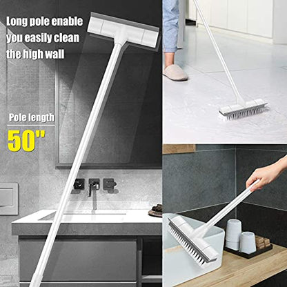BOOMJOY 2 Pack Floor Scrub Brush with Long Handle, 2 in 1 Scrape and Brush, for Cleaning Deck, Tile, Grout, Kitchen, Patio, Garages - color: 2 Pack
