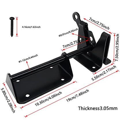Heavy Duty Automatic Latch for Wooden & Metal Gates, Vinyl Fence, Self Locking Outswinging Pool & Dog Gate Door Latch with Gravity Security & Cable Pull Opener, Black