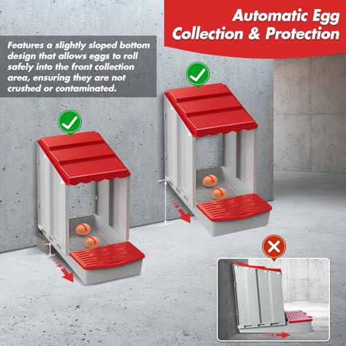 Chicken Nesting Boxes,5 Hole Nesting Box for Chicken Coop, Rolling Egg Collection and Protection Nesting Boxes - size: 5 Compartment
