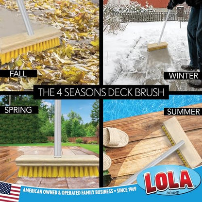 LOLA Deck Scrub Brush with Stiff Bristles, Heavy Duty Outdoor Scrub Broom for Patios, Decks, Concrete & Tile, Removes Dirt, Grime, Leaves & Snow, Wet or Dry Use, 1 Count - size: 1 Count, style: Poly Fibers Deck Broom -Aluminum Handle