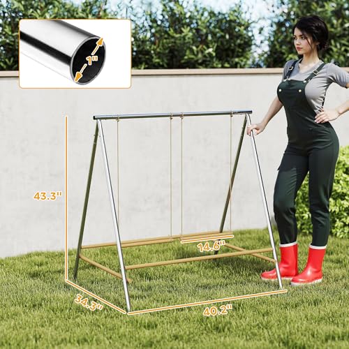 Chicken Swing Set, Metal Frame with Wooden Perches, Garden Poultry Entertainment, Coop Accessories,Chicken Perch for Coop,Chicken Roosting Bars