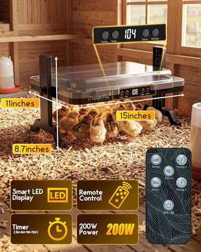 Magicfly Brooder Box for Chick with Heating Plate, 5-in-1 Chicks Starter Kit Includes Brooder Plate, Feeder, Waterer, Perch, Holds up to 15 Chicks, Ducks & Quail