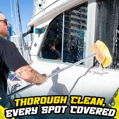 Salty Captain Boat Brush Pole with 45° Angle Head – Telescopic Stainless Steel Pole (4ft to 6.5ft) – Ideal for Cleaning Decks & Hulls – Durable, Versatile & Compatible with Multiple Attachments - style: Pole with 45° Angle Head