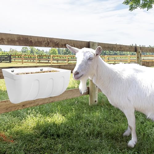 Hanging Chicken Feeder Trough, 4 Pack Fence Feed Feeder for Goat Sheep Deer Poultry Duck Livestock Feeding Container Goats Supplies Feeders Waterer Bucket