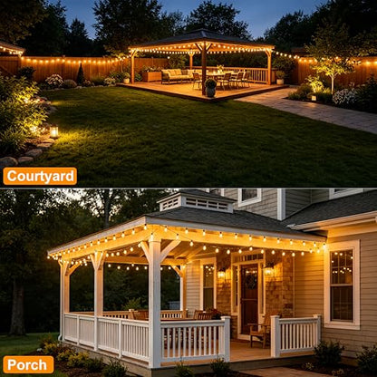 100FT Remote Outdoor String Lights for Outside, 50+2 LED Waterproof Shatterproof Edison Dimmable Timer Bulbs, 2500K Warm White Patio Lights for Garden Backyard Yard Hanging Lighting - size: 100FT