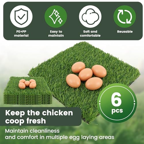 6 Pack Chicken Nesting Box Pads - Nesting Pads for Accessories, 12"x 12" Washable Reusable Chicken Nest Liners for Laying Eggs, Chicken Supplies (Green) - color: Green