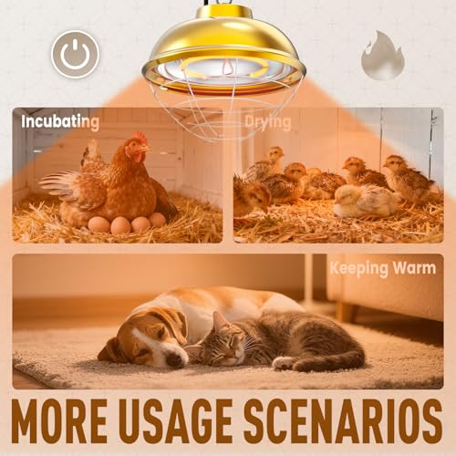 300 Watt Heat Lamp for Chicken Coop, Hanging Chicken Coop Heater, Carbon Fiber Bulb Waterproof Coop Heater with 2 Heating Levels, Chicken Warmer Lamp for Indoor Poultry Pet House Livestock Greenhouse - size: Small Coop Heater