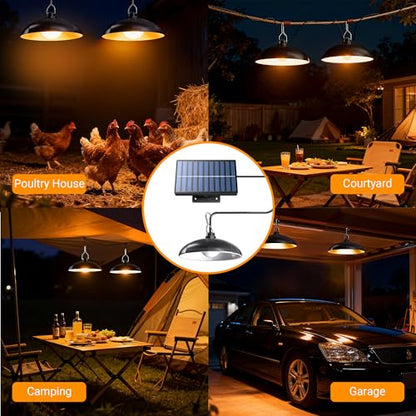 redaica Solar Chicken Coop Light with Timer, 2 Lamps & Remote 3/5/8H Chicken Coop Accessories, 3 Brightness Levels Solar Lights for Chicken Coop, Waterproof Light for Sheds Barns, Stables, Duck Houses