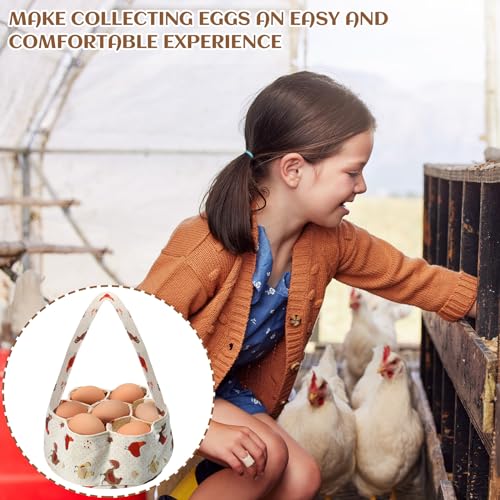 Sweetude 2 Pieces Egg Basket Mini Egg Collecting Bags Gathering Basket with 7 Pouches for Farmhouse Chicken Hen Duck Goose Housewife Garden Transporting Storage, 8 x 2.6 Inch(Retro) - color: Retro