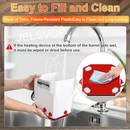 Heated Chicken Waterer, 7L Chicken Water Heater Bucket for Winter with 4 Nipple Drinkers, Anti-Freezing, Winter and Summer Dual-use, Automatic Heated Poultry Drinker for Coop (Red) - size: 1.9 Gallon
